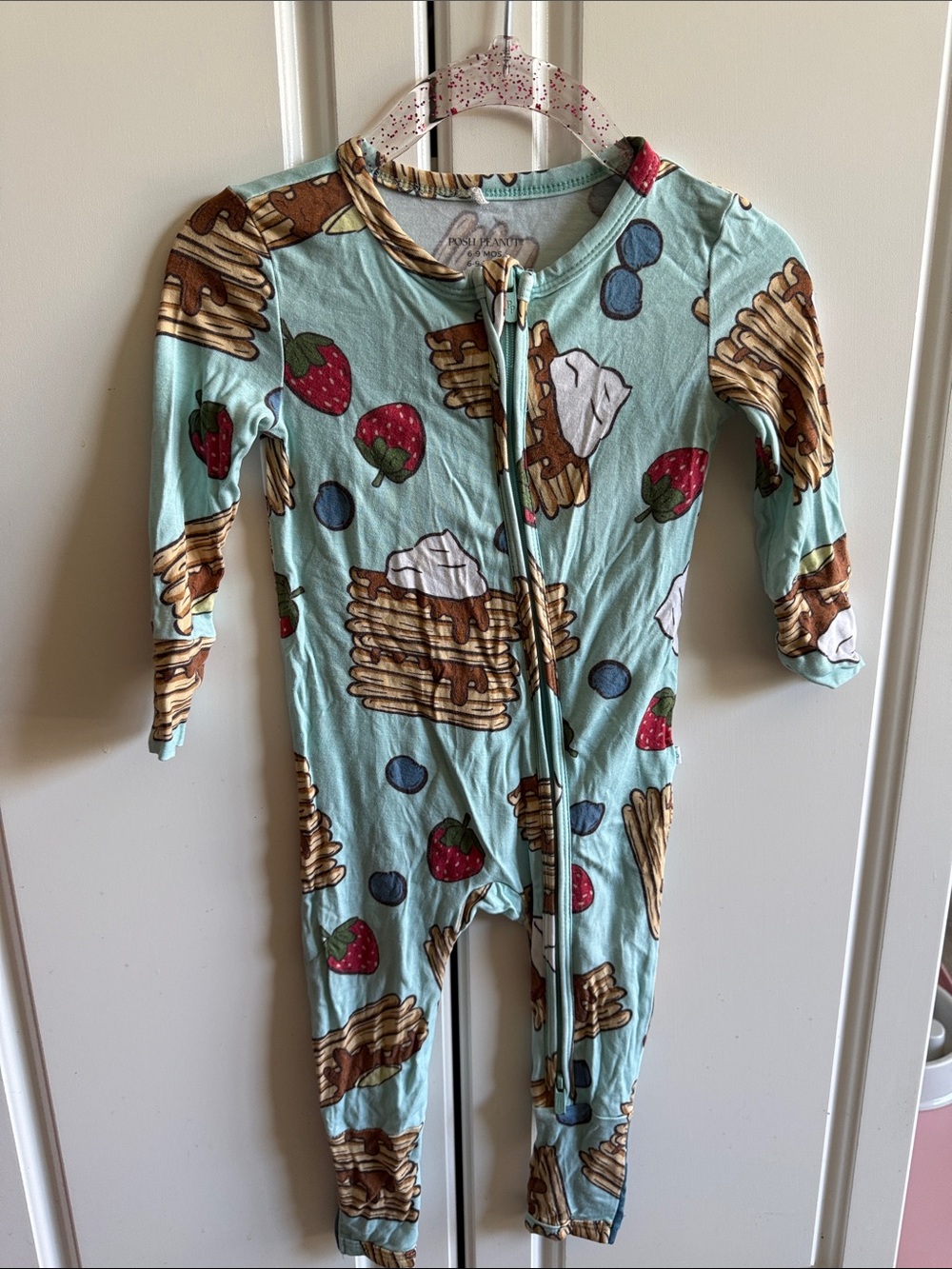 Posh Peanut Light Blue Pancake & Fruit Print Pajamas